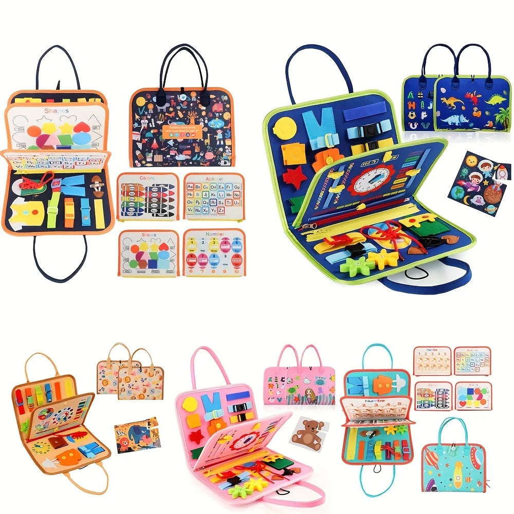 Montessori Busy Board Sensory Learning Toy for Preschool Kids