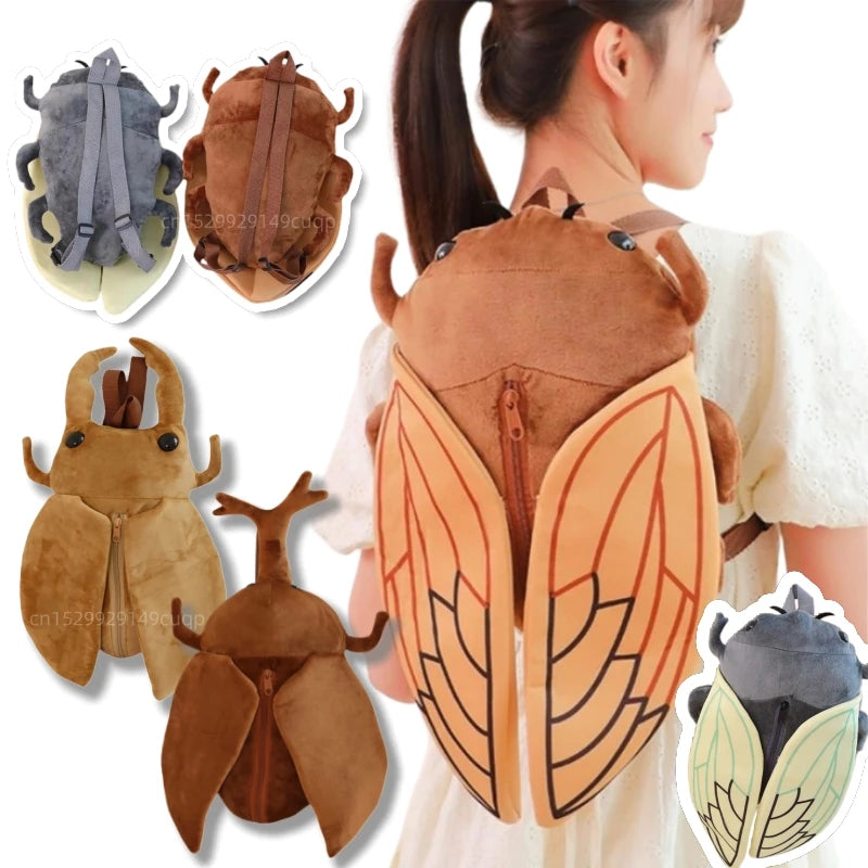 45CM Cartoon Cicada Beetle Plush Backpack Soft Stuffed Toy