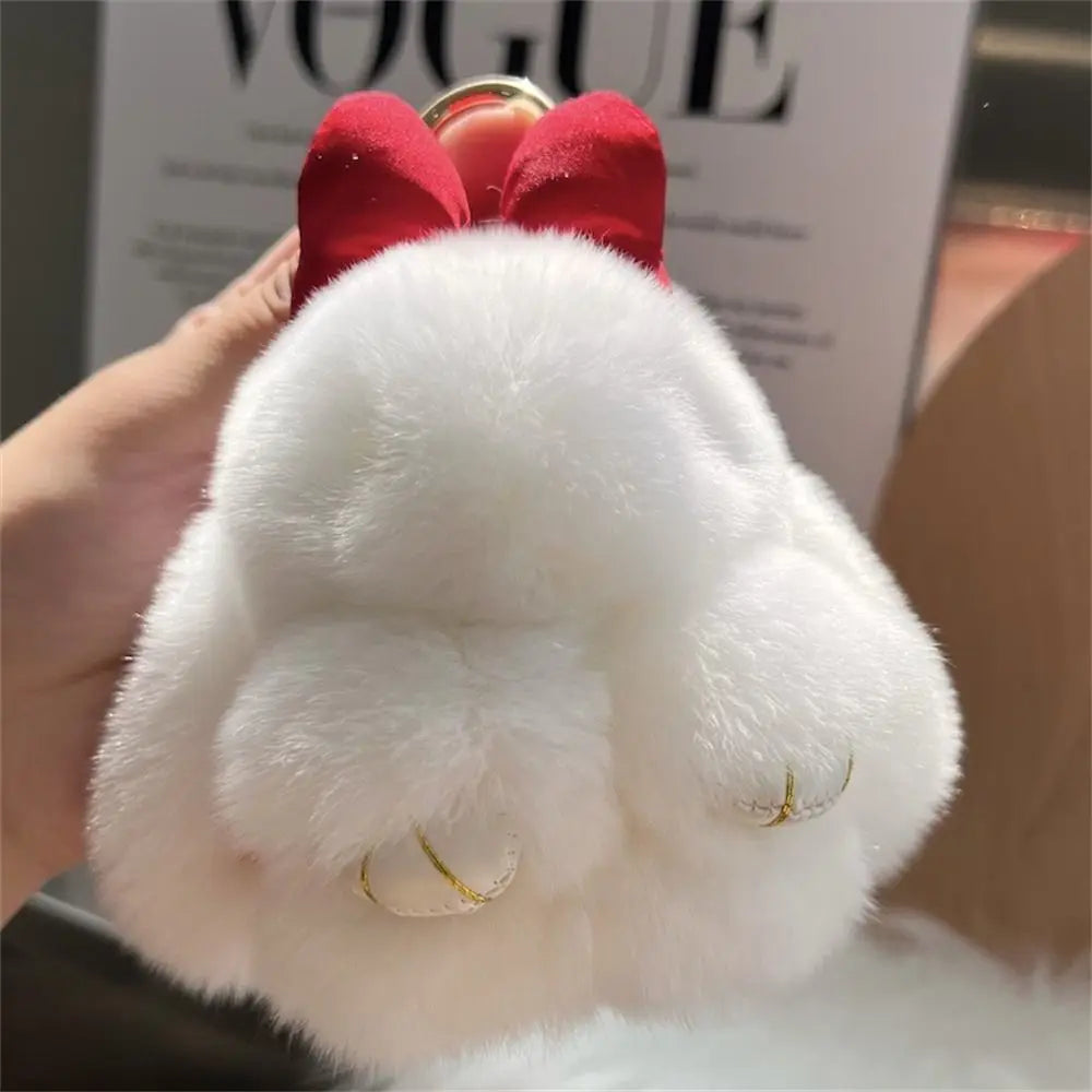 Cute Rabbit Bow Plush Keychain Bag Charm Gift for Girls and Women