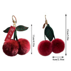 Cute Fluffy Cherry Fur Ball Keychain Bag Pendant Charm