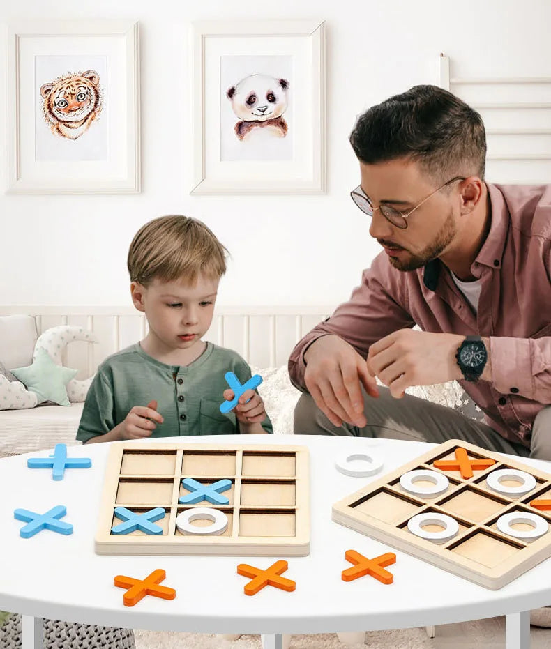 Montessori Wooden Mini Chess Brain Training Puzzle Toy for Kids