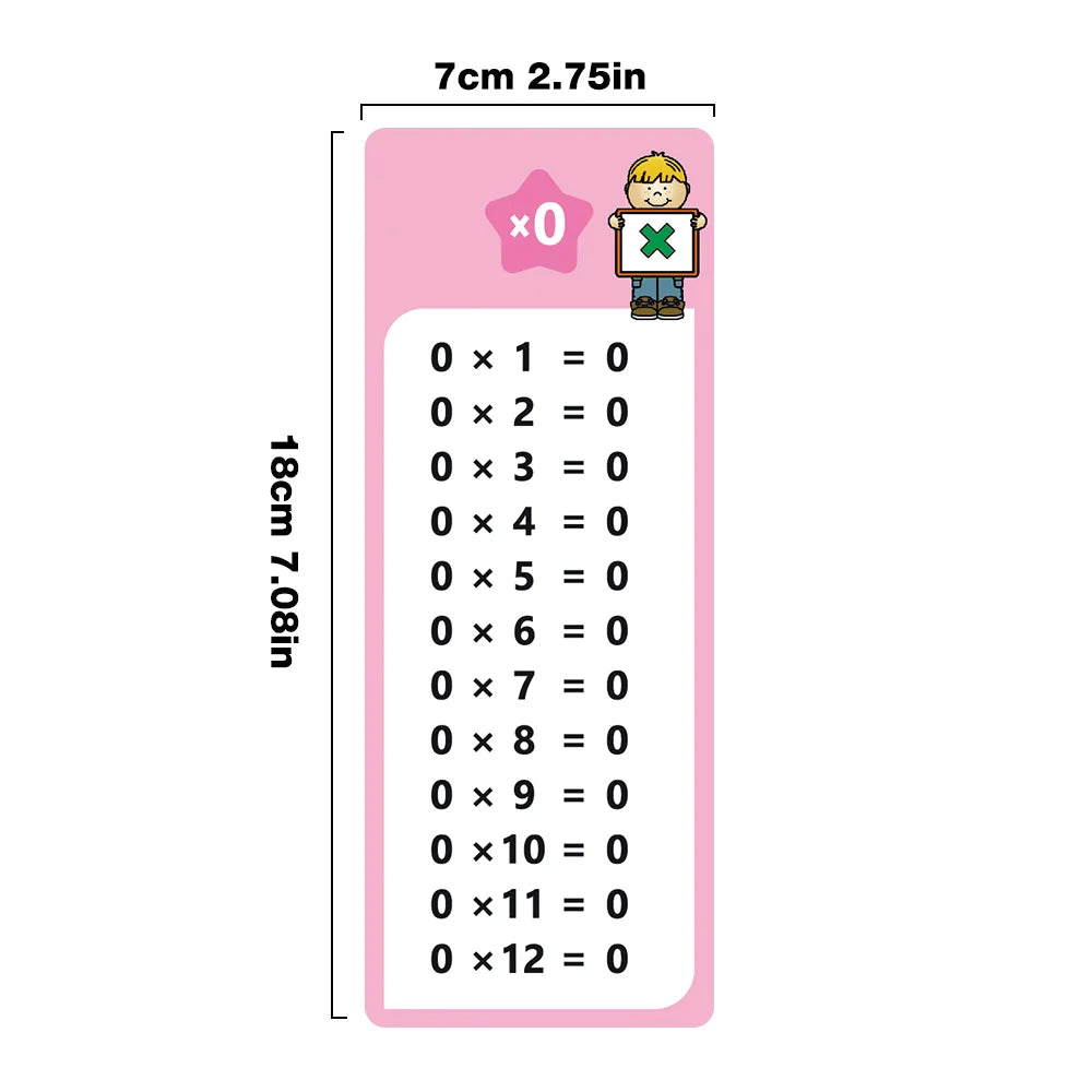 Montessori 0–12 Multiplication Times Table Self-Check Learning Cards