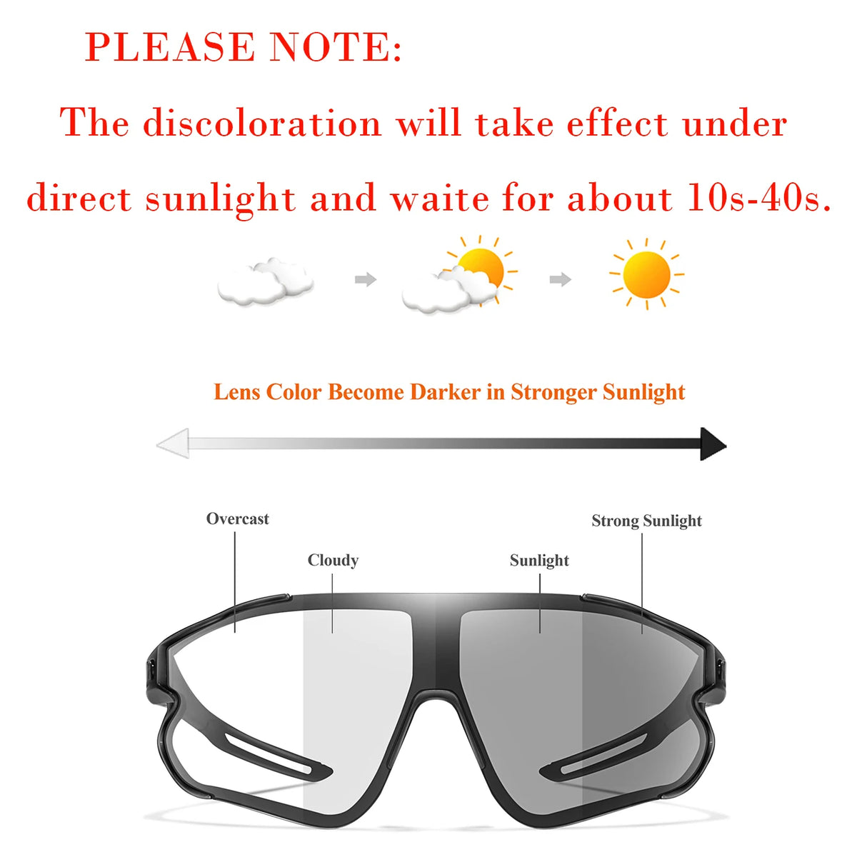 Photochromic UV400 Motorcycle Sports Sunglasses for Men & Women