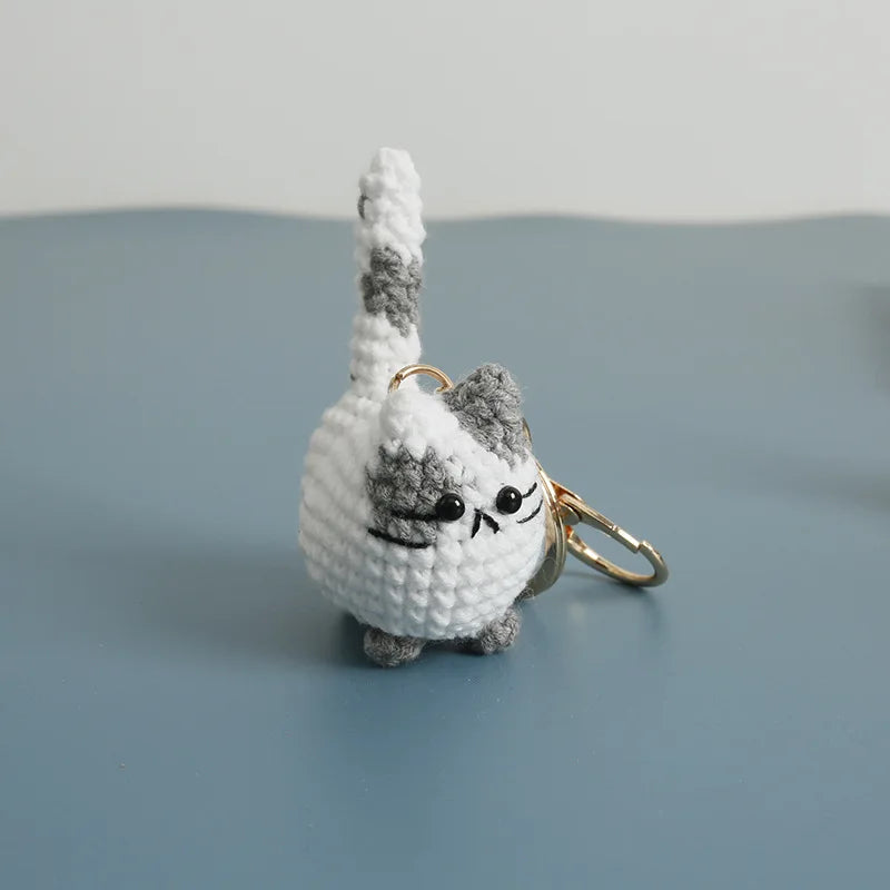 Cute Crochet Kitten Keychain Smiling Cat Bag Charm