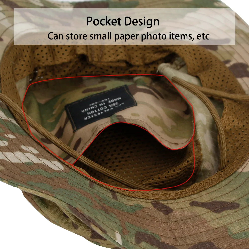 1pc/3pcs Camo Boonie Hat Sunscreen Breathable Bucket Hat Men's Outdoor Hiking Hunting Fishing Windproof Fisherman's Hat