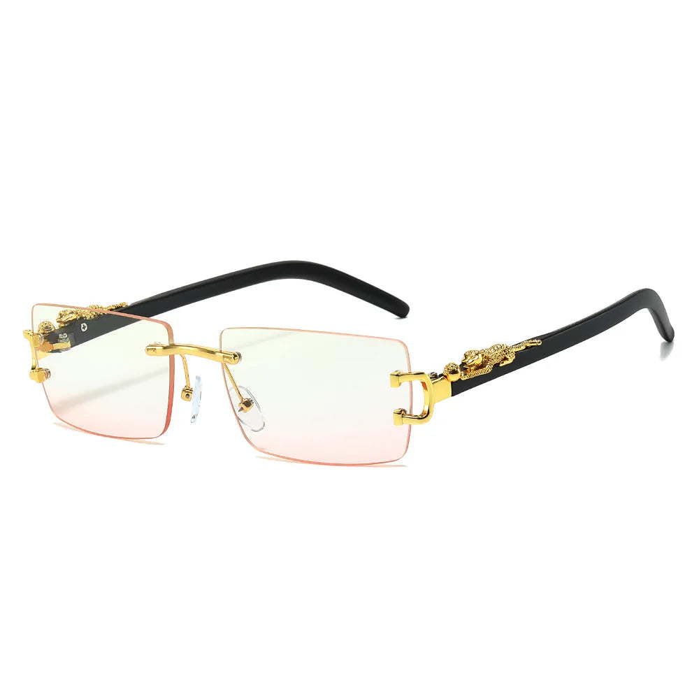 Fashion Rimless Rectangle UV400 Sunglasses for Women & Men
