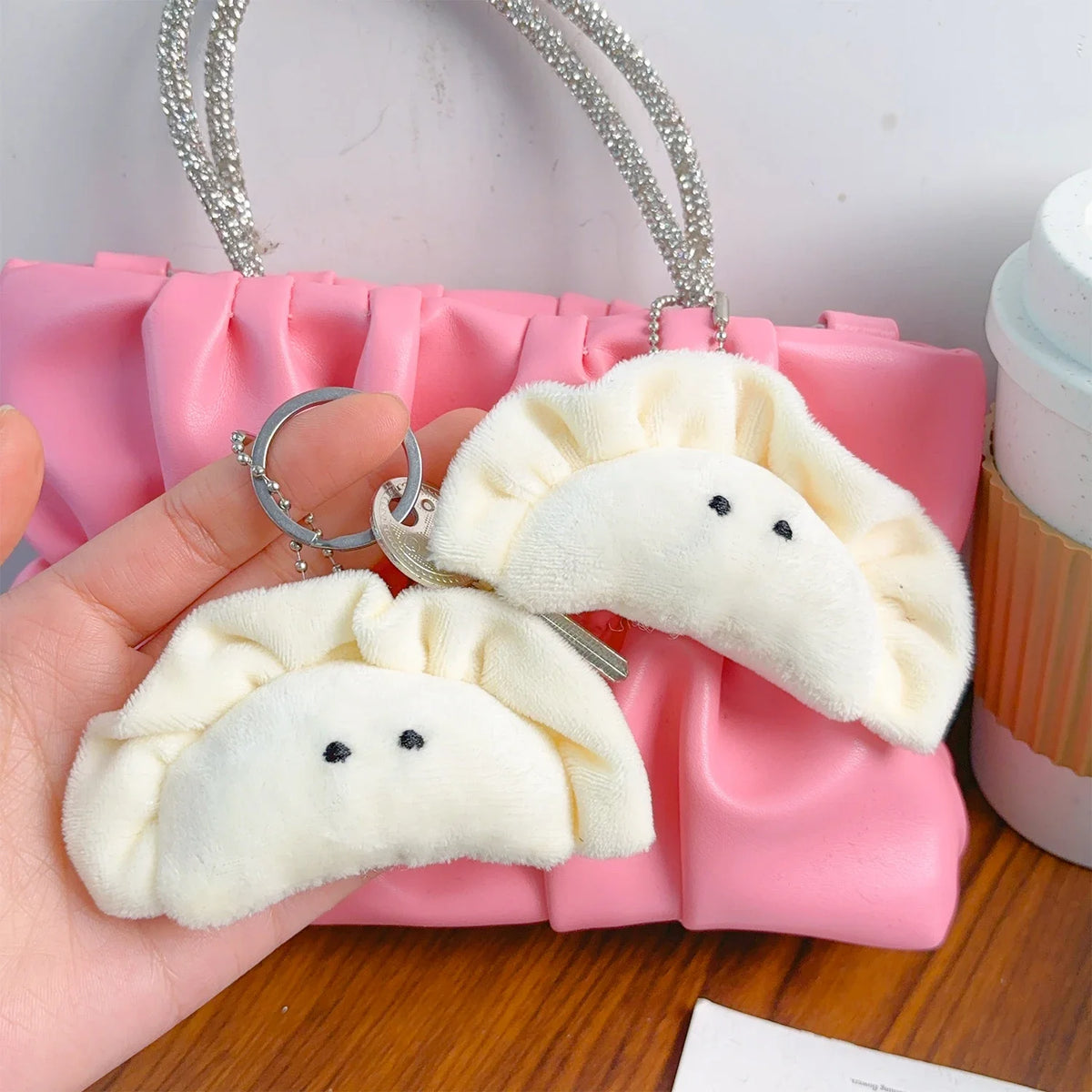 Soft Plush Dumpling Keychain Cute Food Bag Charm