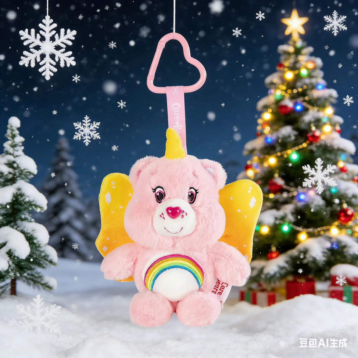 Care Bears Rabbit Hat Plush Keychain Rainbow Bear Bag Charm Gift