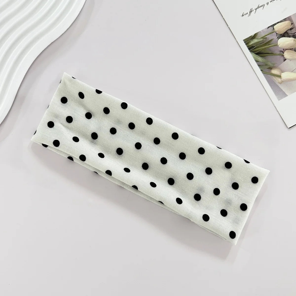 Polka Dot Yoga Elastic Sweat-Absorbing Headband for Women