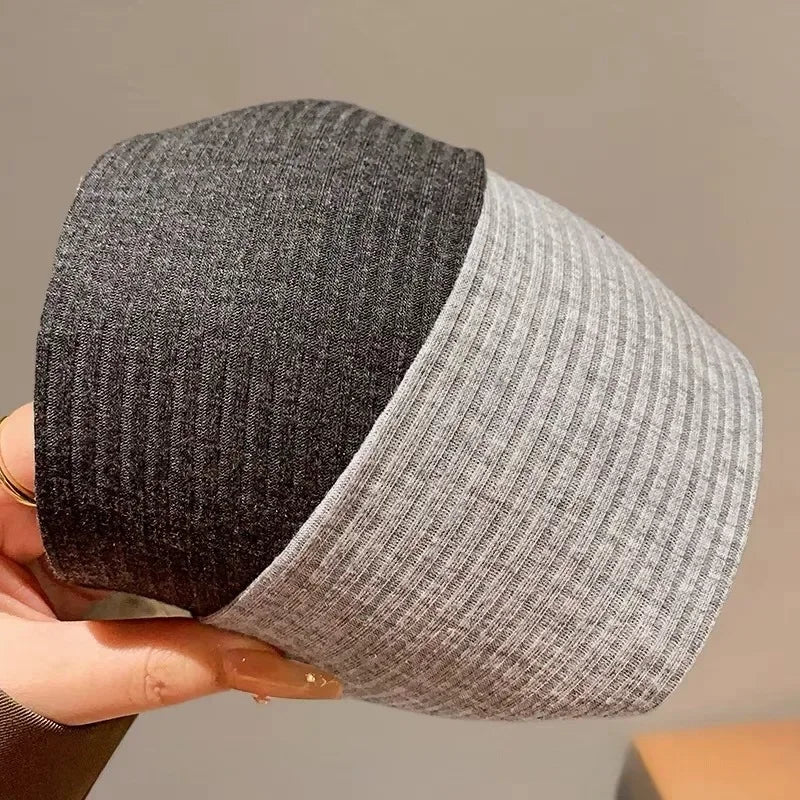 Wide Knitted Cotton Headband with Teeth for Women