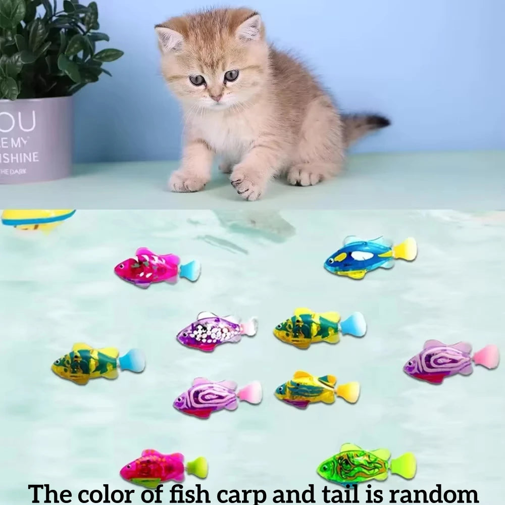 LED Swimming Robot Fish Cat Toy for Interactive Hunting Play