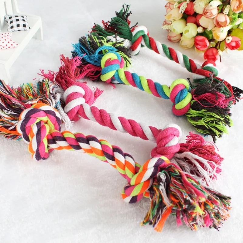 Cotton Rope Dog Chew Toy Bite Resistant Dental Puppy Training Toy - Random Color