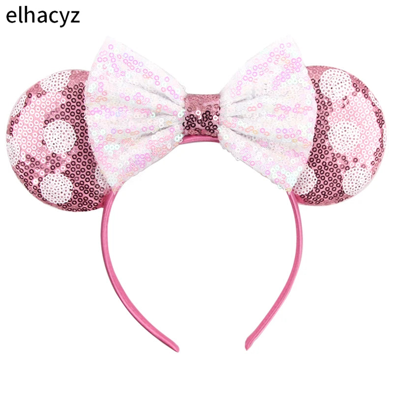 Embroidered Sequin Ears Bow Headband for Women & Girls