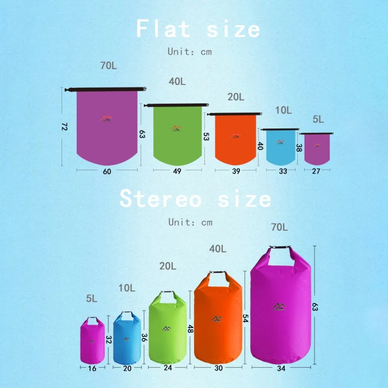 Waterproof Dry Bag Large Capacity Roll Top Storage for Camping Hiking & Water Sports