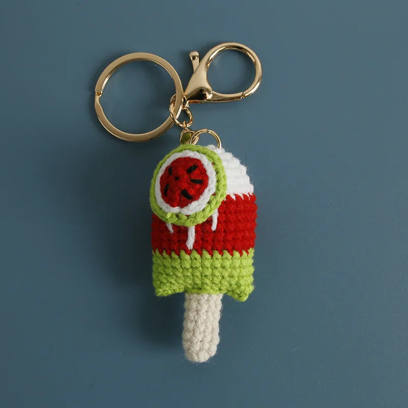 Cute Crochet Ice Cream Keychain Cone Bag Charm