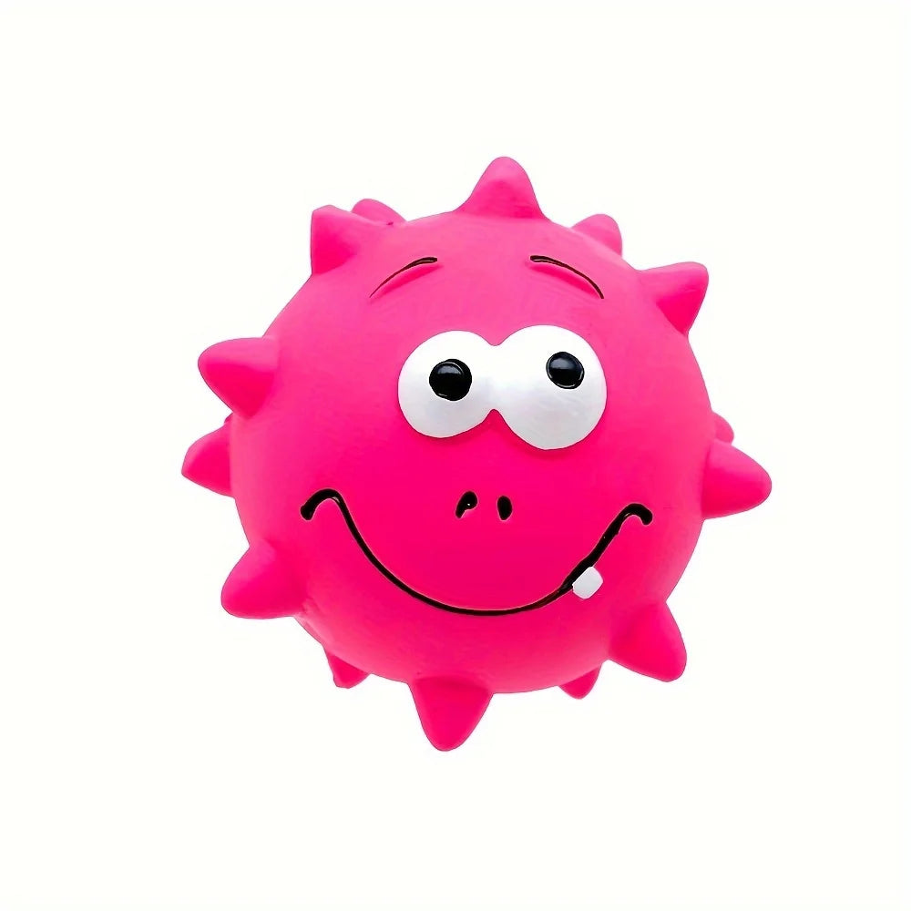 Ball Shaped Latex Puppy Dog Toy - Interactive Chew Toy for Small & Medium Dogs, Playtime & Mental Stimulation, Spiky Dog Ball