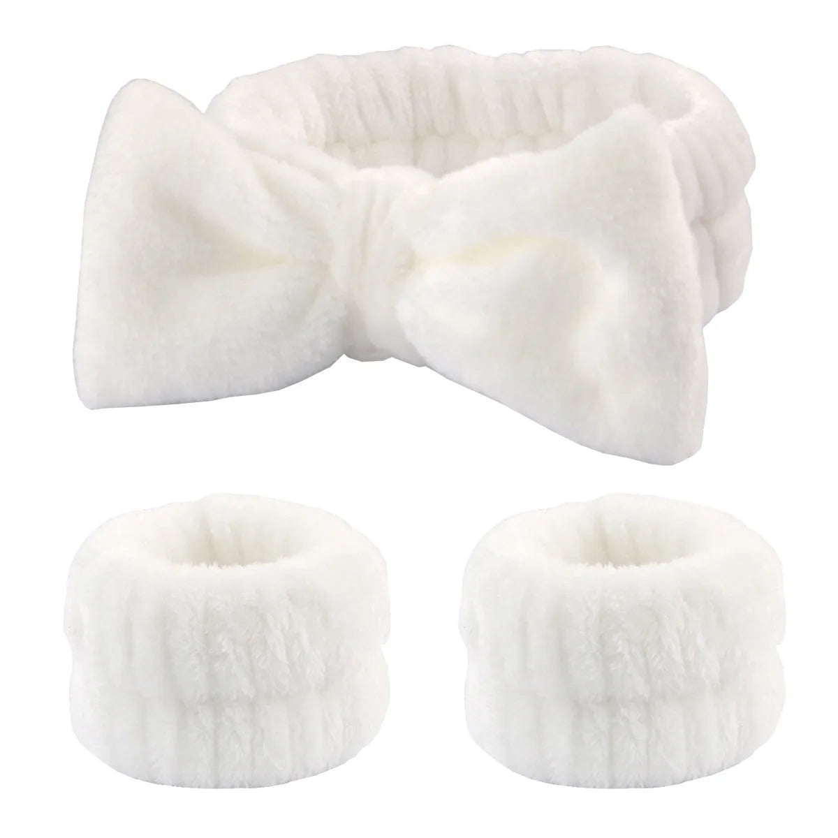 Coral Fleece Face Wash Headband & Absorbent Wristband Set