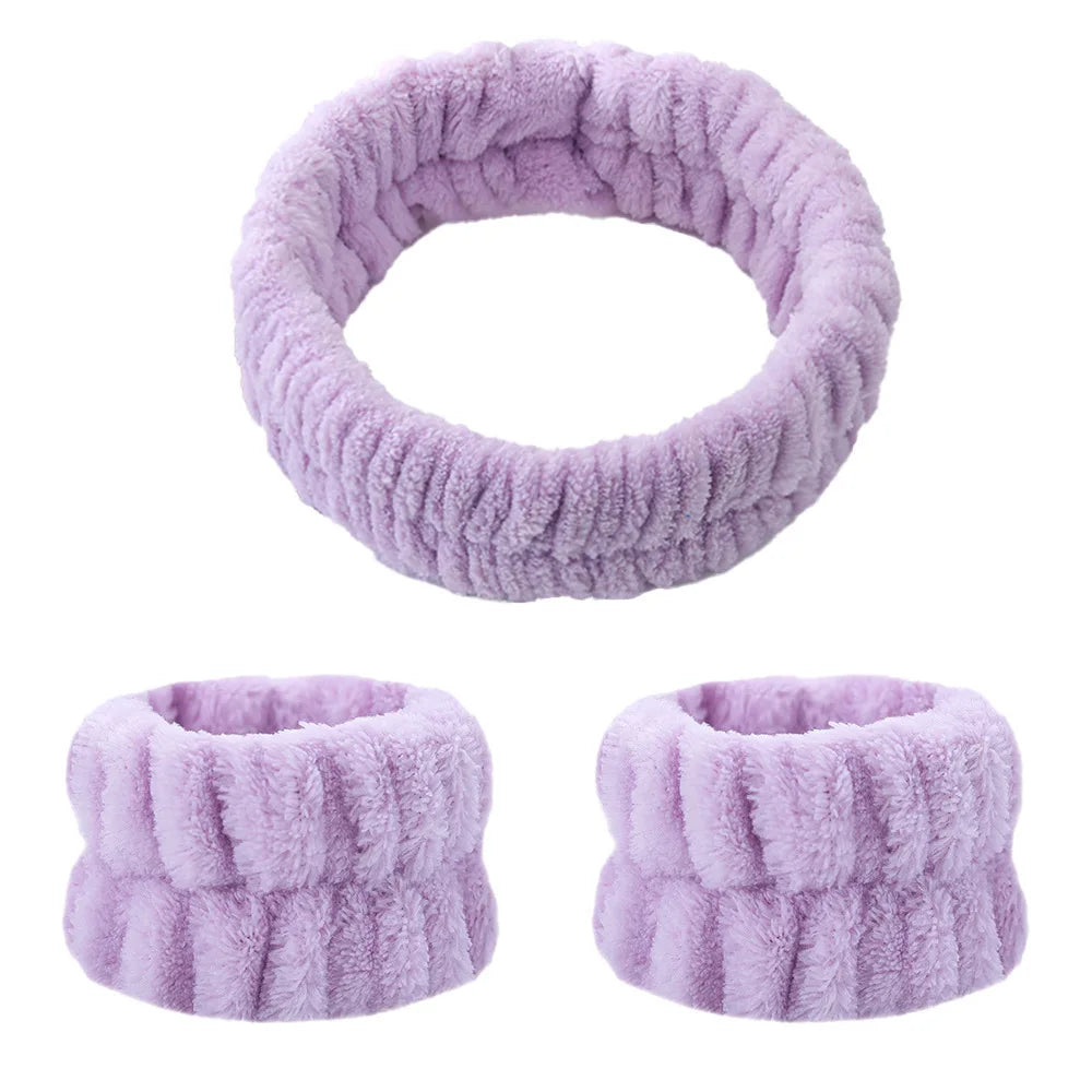 Face Wash Headband & Absorbent Wristband Spa Set
