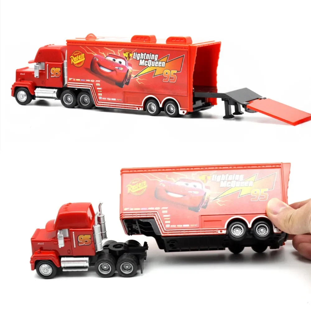 Disney Pixar Cars Toys Lightning McQueen Jackson Diecast Vehicle King Mike Uncle 1:43 Truck Trailer Model Toy Gifts