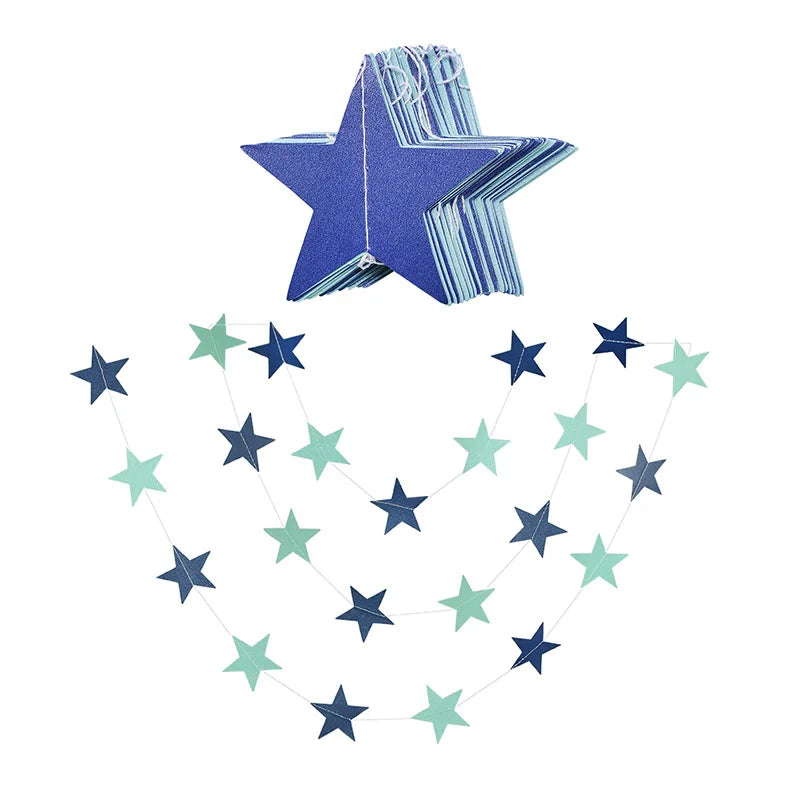 4M Star Garland 7cm 10cm Paper Stars Streamer Glitter Bunting for Birthday Party Decoration Kids Room Decor Baby Shower Supplies
