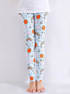 1 Pair of Cute Print Kids Baby Girl Leggings Spring Summer Children Stretch Slim Pants Suitable for 2-12 Years Girls Daily Wear