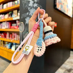 Crochet Badminton Keychain Mini Sports Bag Charm