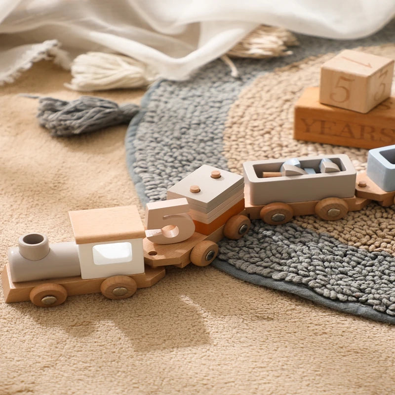 Wooden Montessori Train Learning Toy for Toddlers and Preschool Kids