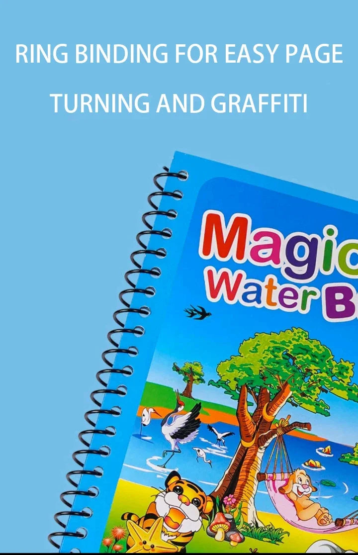 Magic Water Drawing Book with Reusable Coloring Pen for Kids Fun