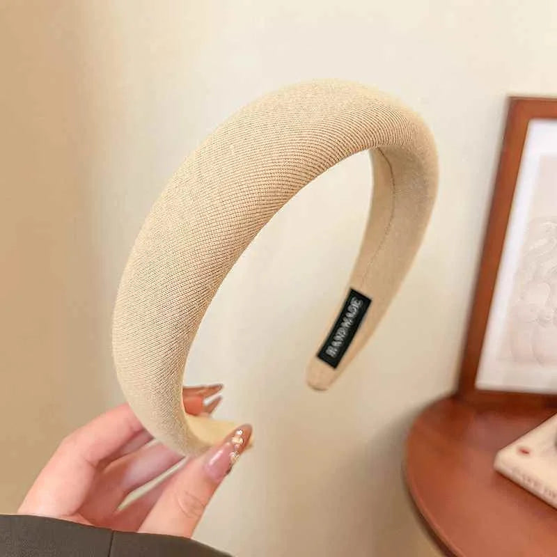 Solid Color Sponge Wide Headband for Women