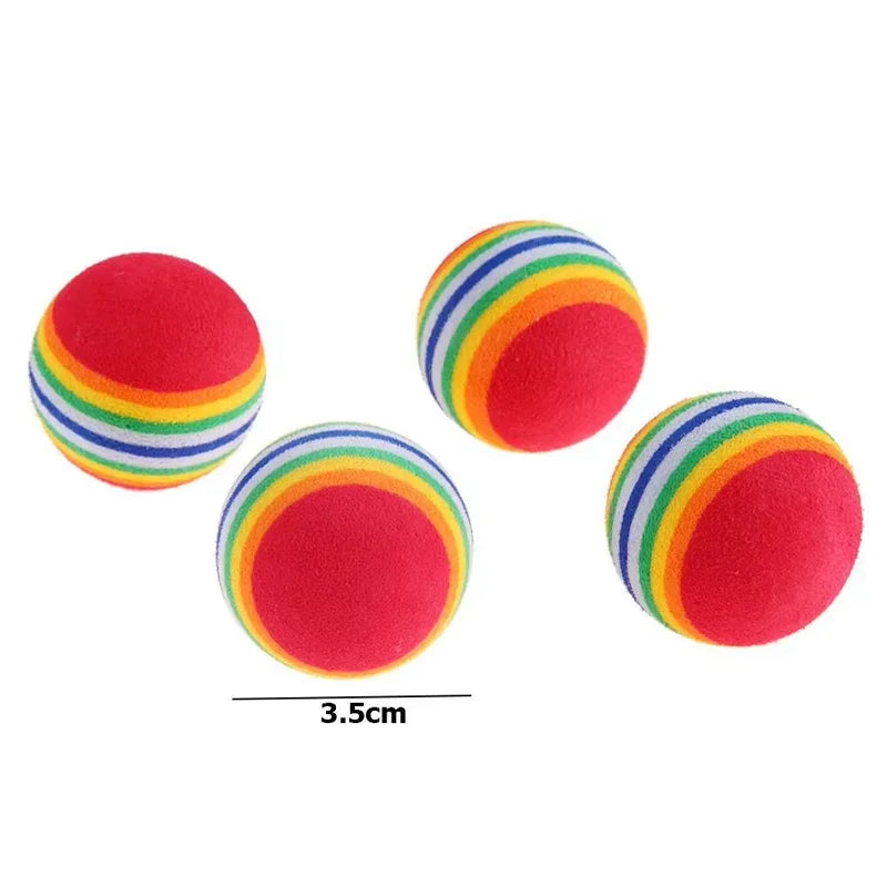 Rainbow EVA Cat Toy Balls for Interactive Chasing and Indoor Play
