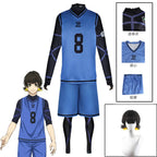 Anime Bachira Meguru Cosplay Costume Football Jersey Sportswear Blue Uniform Bodysuit Halloween Christmas Party Outfit