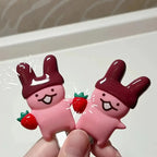 4Pc Strawberry Chocolate Bunny Hairpins Cute Cartoon Design Durable Plastic Hair Accessories Styling Fixed Decorative Hair Pinch
