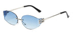 Rimless Oval Oversized Gradient UV400 Sunglasses for Women