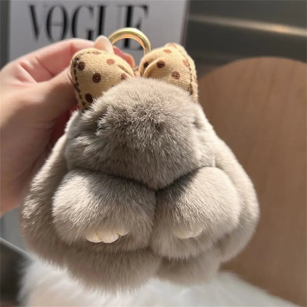 Cute Rabbit Bow Plush Keychain Bag Charm Gift for Girls and Women