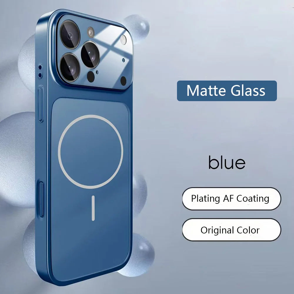 Original Glass Nano Matte For Magsafe Wireless Charging Armor Case For iPhone 18 17 16 15 14 13 12 11 Pro Max Air Magnetic Cover