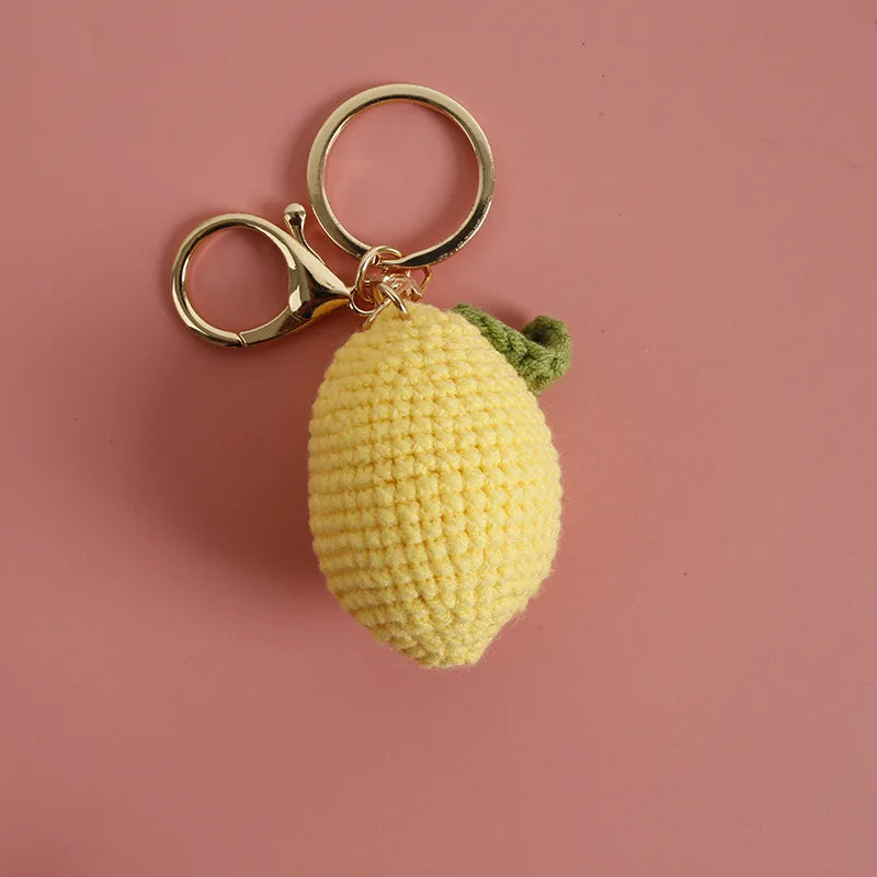 Cute Fruit Crochet Keychain Strawberry Cherry Bag Charm