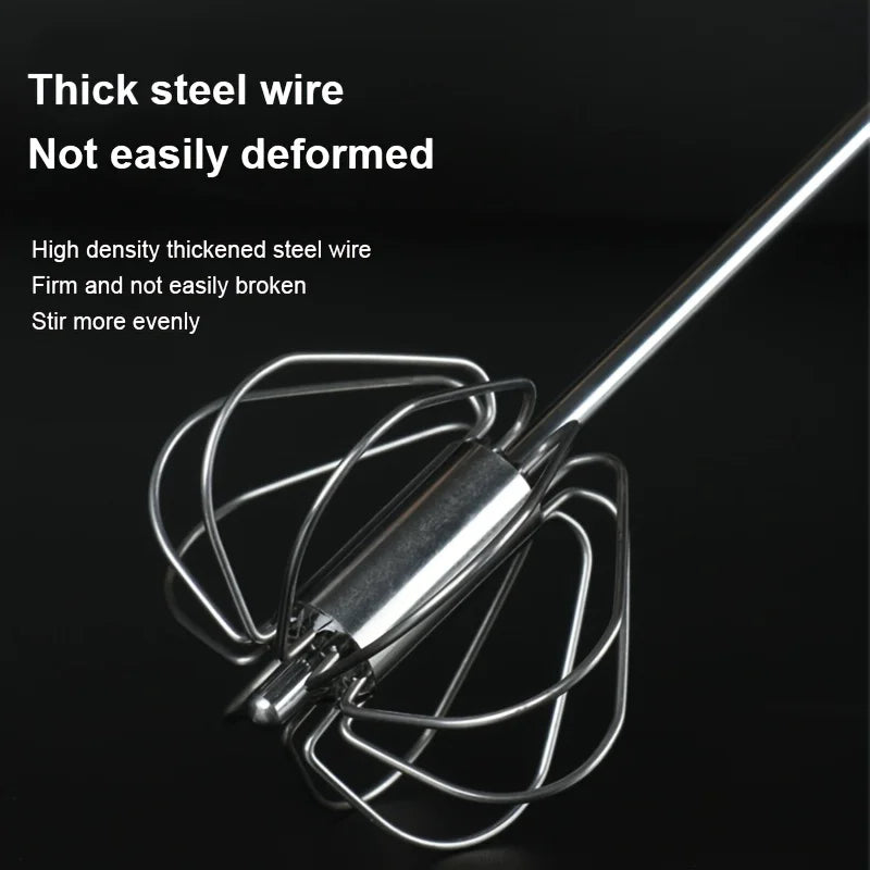 Stainless Steel Semi Automatic Egg Beater – Manual Push Whisk Mixer