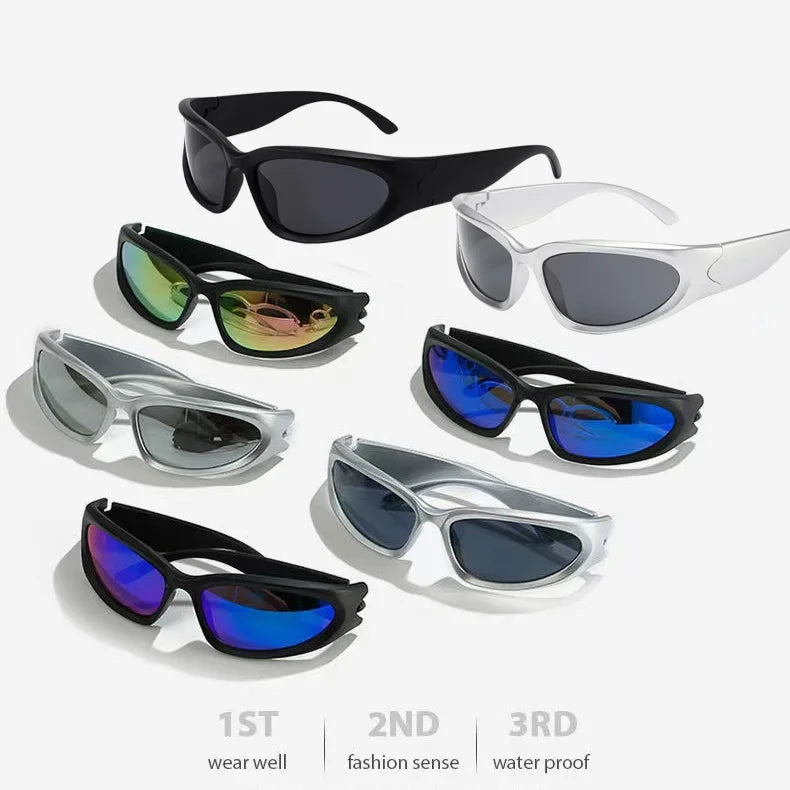 Y2K Wrap Around Sunglasses UV400 Punk Sport Fashion Eyewear for Men & Women