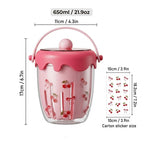 WORTHBUY Double Wall Salad Cup Portable Leak Proof Oat Container With Fork&Handle Drain Fruit Cup Cute Breakfast Cup For Student