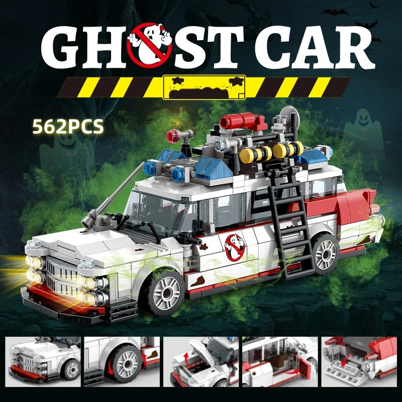 Mini Ghost Racing Car Building Blocks 562PCS MOC RetroAmbulance Bricks DIY Assembly Toy Adults Halloween Christmas Birthday Gift