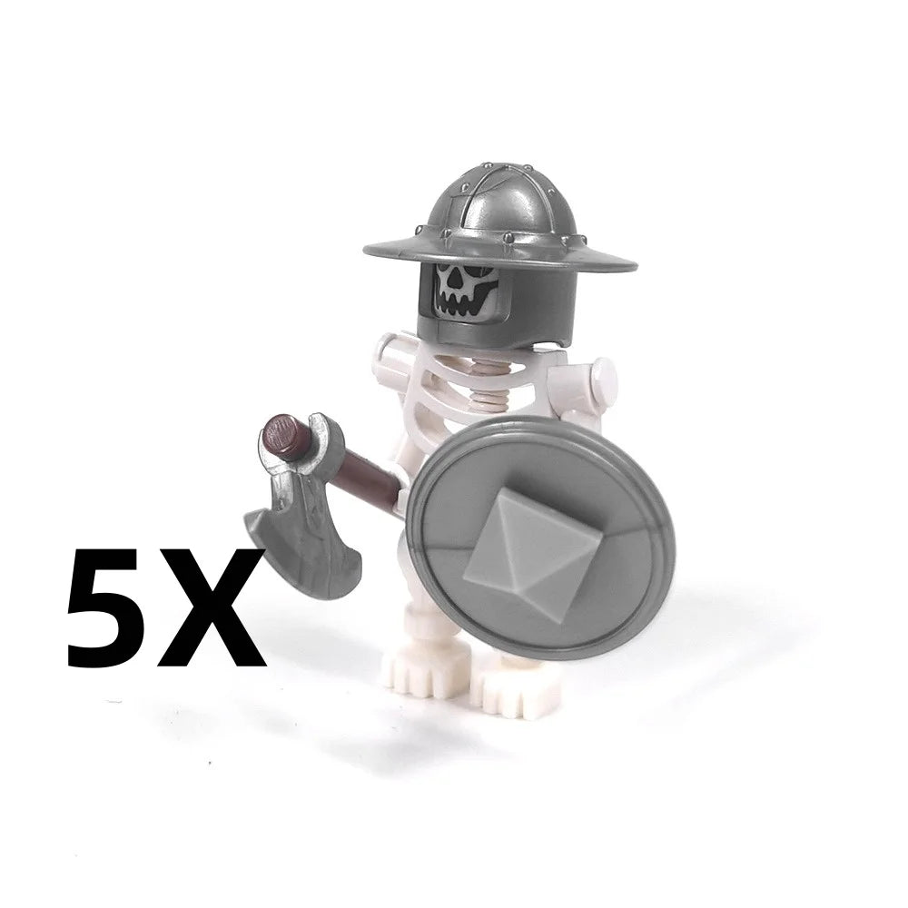 5PCS MOC Halloween Skeleton Army Mini Doll Ghost Building Block DIY Assembly Character Doll Horse Ornaments Figure Gift for Kids