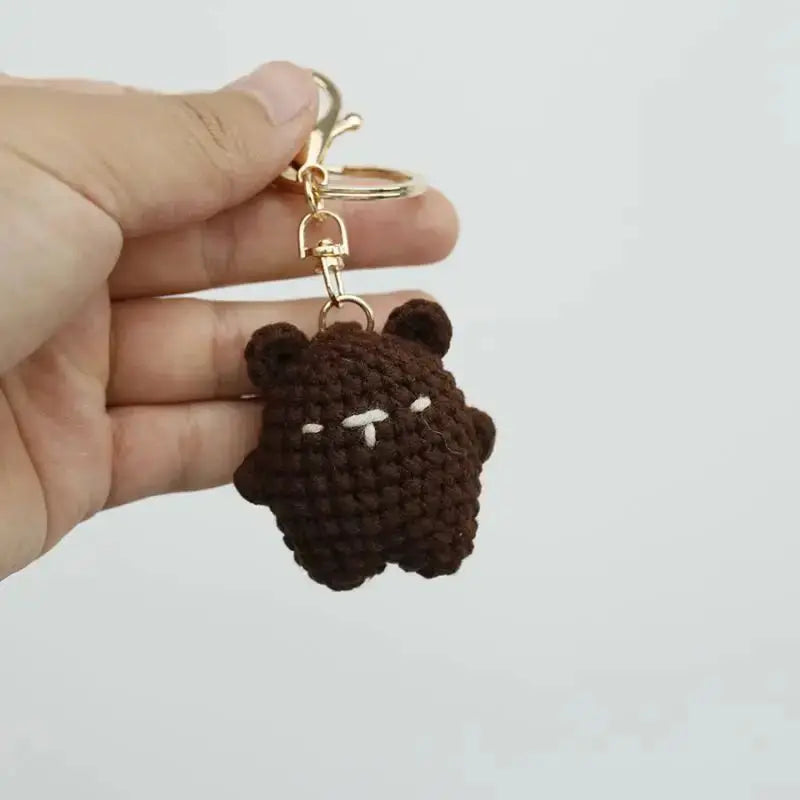 Cute Bear Couple Crochet Keychain Matching Animal Charm
