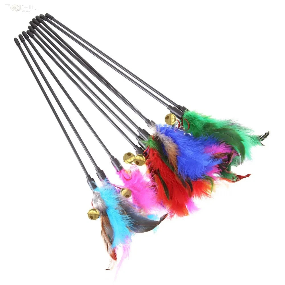 5PCS Interactive Feather Cat Wand Toy Set for Indoor Hunting Play