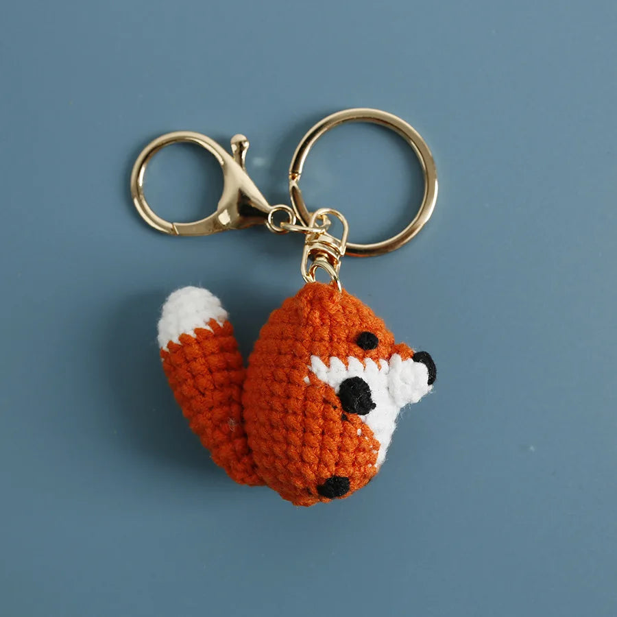 Cute Bear Couple Crochet Keychain Set Mini Animal Doll Charm