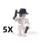 5PCS MOC Halloween Skeleton Army Mini Doll Ghost Building Block DIY Assembly Character Doll Horse Ornaments Figure Gift for Kids