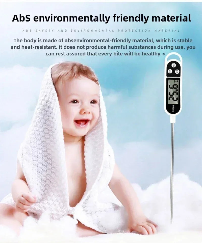 Digital Kitchen Thermometer – LCD Food Temperature Measuring Tool for Meat, Baking & BBQ