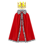 King Prince Cape Cosplay Costume with Crown – Royal Cloak Set