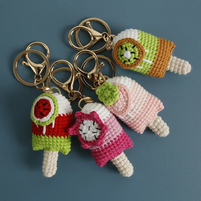 Cute Crochet Ice Cream Keychain Cone Bag Charm