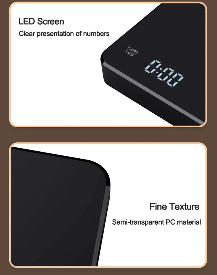 Electronic Coffee Scale with Timer and Silicone Pad USB Rechargeable