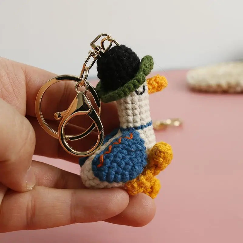 Cute Crochet Parrot Keychain Handmade Bird Bag Charm